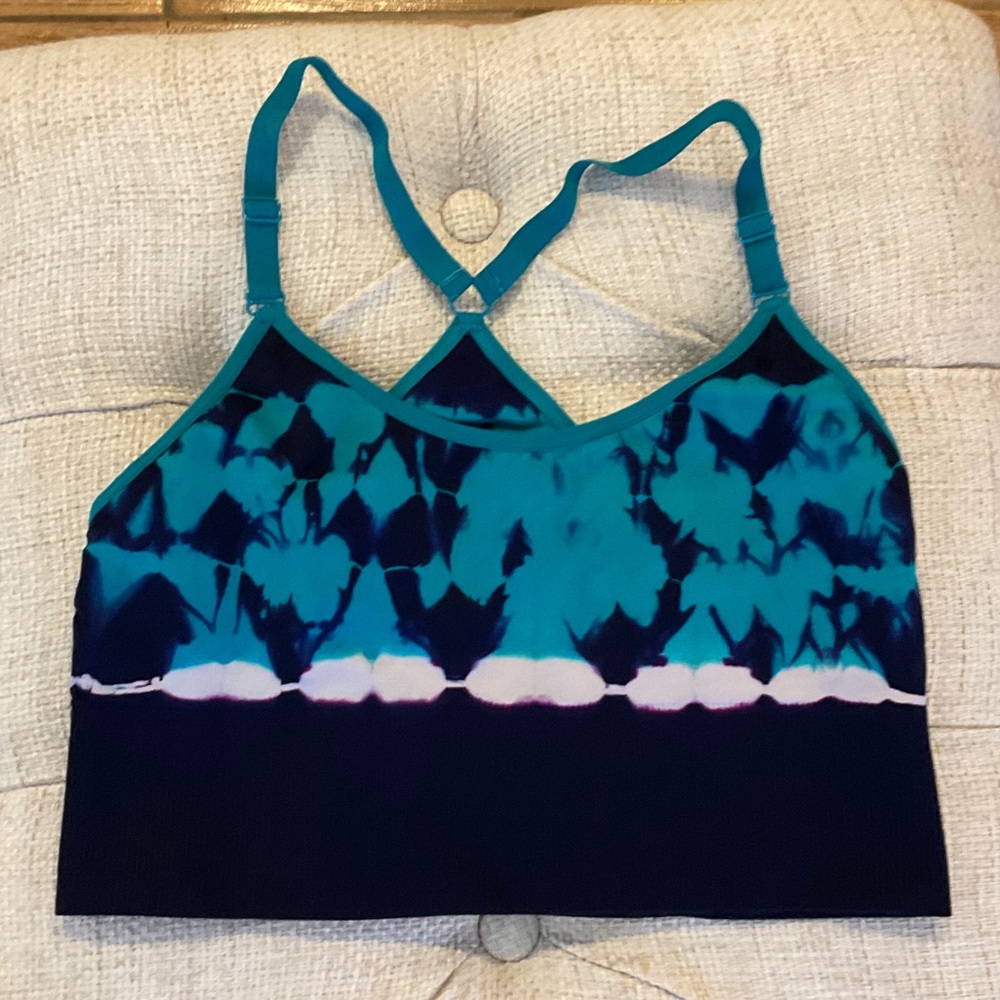 Tie-Dye Teal & Navy Strappy Bralette - Unbranded